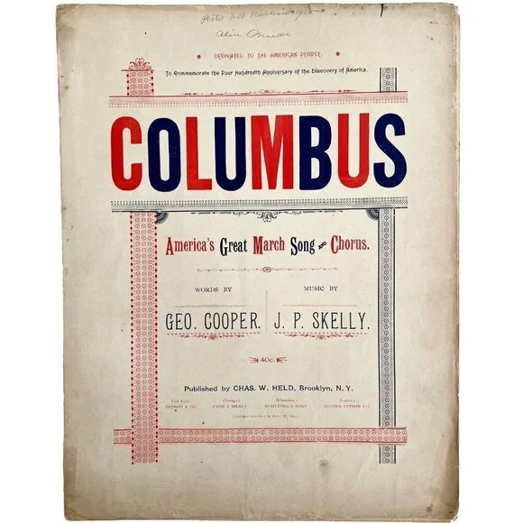 Columbus March 1892 Sheet Music Victorian 400th American Disc Anniversary DWHH3 - Picture 2 of 2